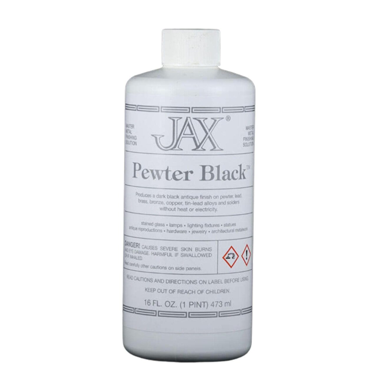 Jax Pewter Black Patina for Zinc, Solder, Lead, Brass, Copper, & More - 16oz.
